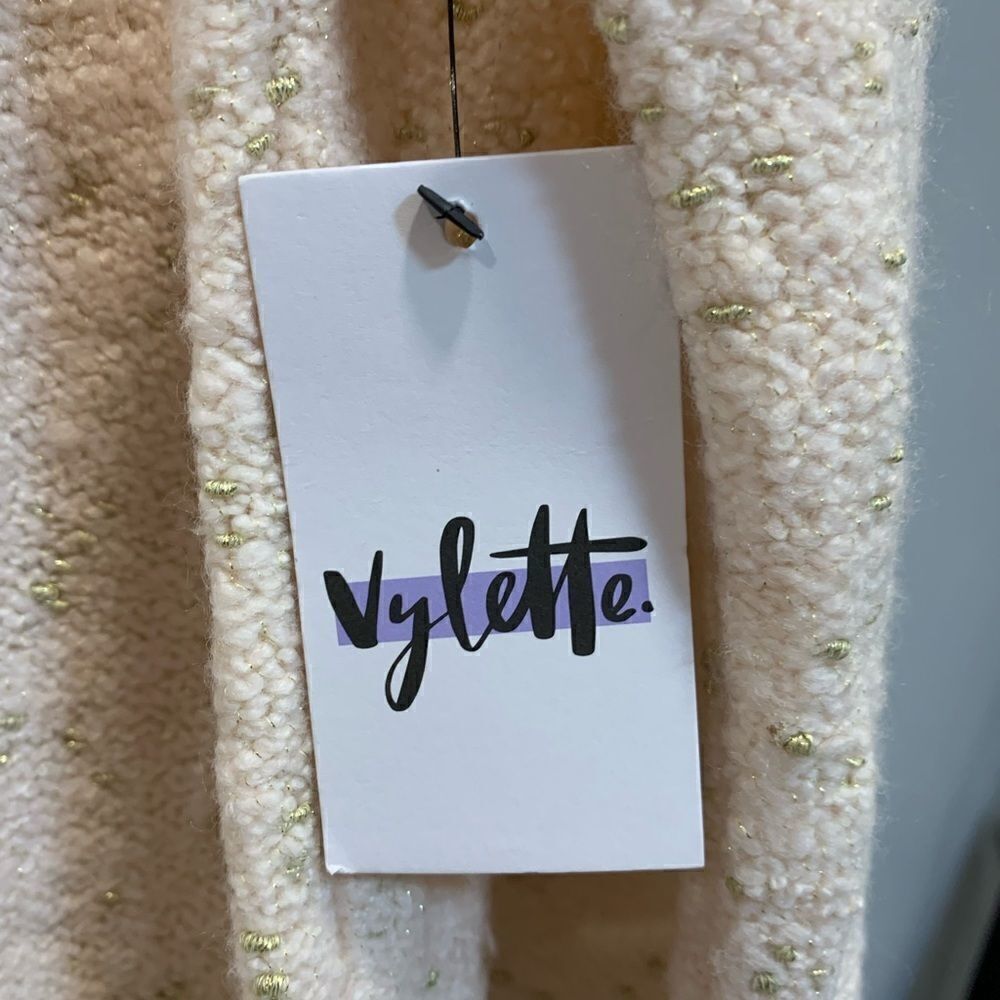 NWT Vylette Womens Sweater  Blush Pink Gold Metallic Puff Long Sleeve… - Picture 10 of 13